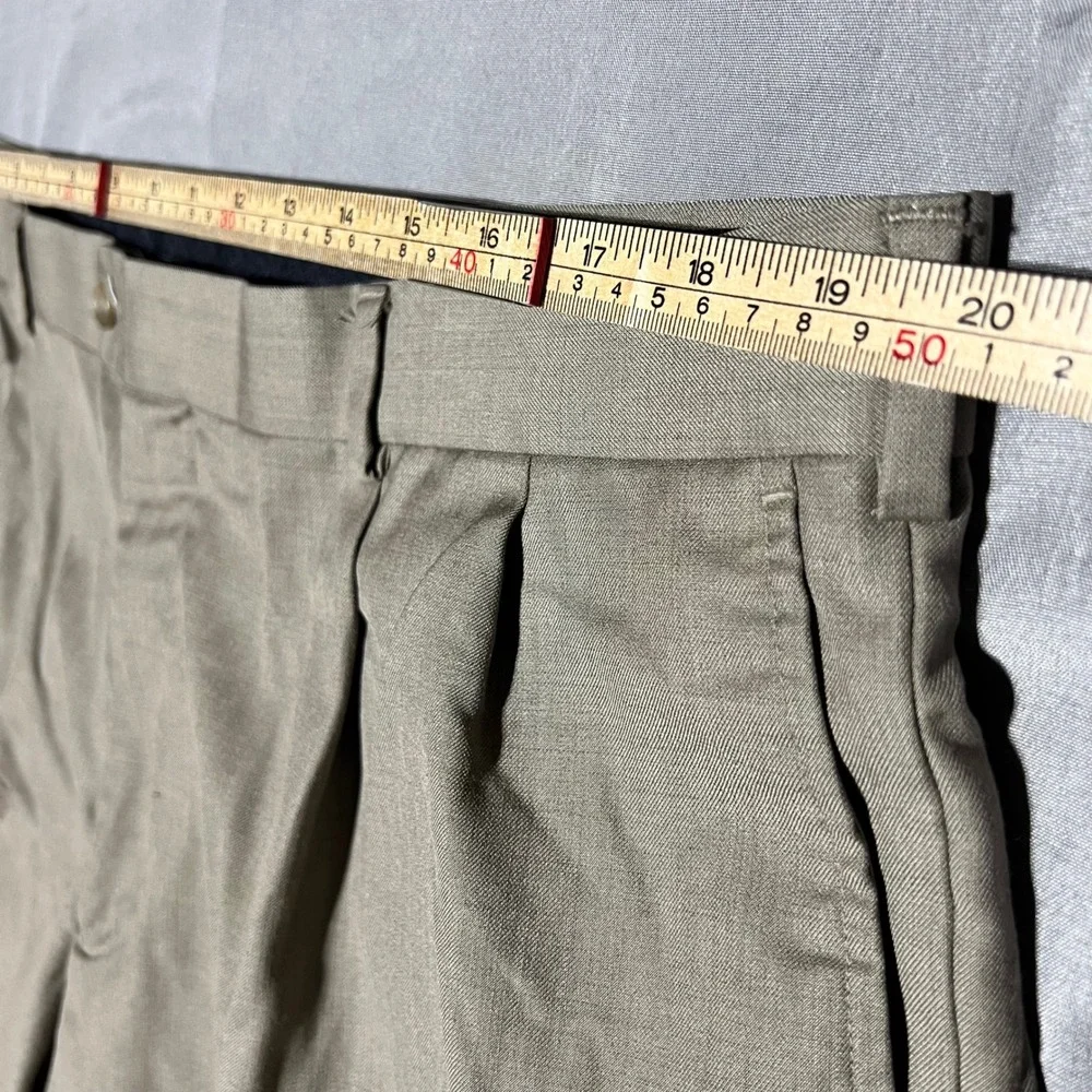 Perry Ellis America Mens 40x30 Tan Pleated Cuffed Dress Pants Khaki Trousers
